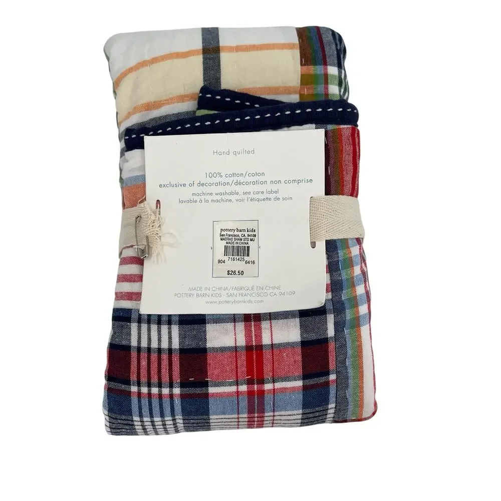 Pottery Barn Kids Madras Quilted multicolor standard sham